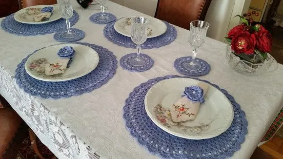 Kit Souplast Reno Azul em Crochê 12 Peças - foto 2