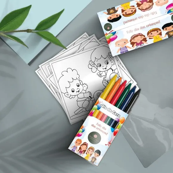 Kit Giz de Cera - Dia das Crianças Personalizado - artesanato de Mi Papelaria Criativa
