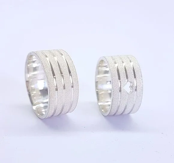 Par Alianças Prata 950 Namoro 10mm + Anel Compromisso - artesanato feito à mão por TM JOIAS