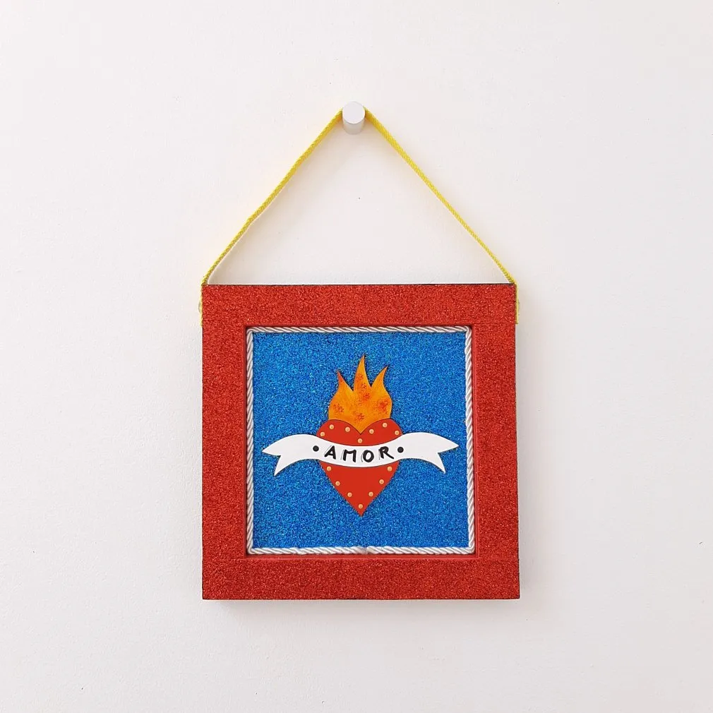 Quadrinho Sagrado Coração Brilhante - artesanato de Estudio Bananeira