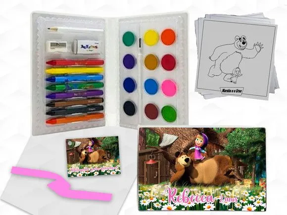 Estojo de Pintura Marsha e o Urso Personalizado - artesanato feito à mão por creativitybynina