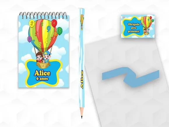 Bloquinho com Lápis Lucas Neto e Gigi Personalizado - artesanato feito à mão por creativitybynina