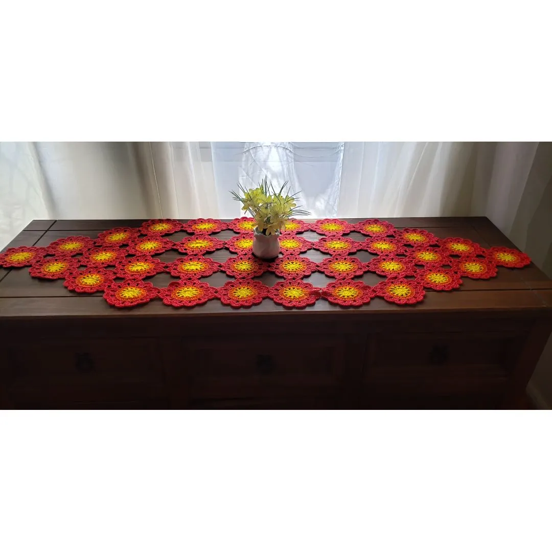 Trilho de Mesa em Crochê Flores Japonesa Vermelha (1,20 cm - foto 4