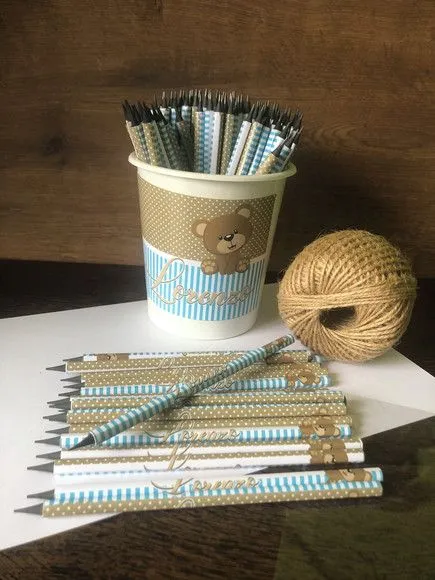 Lápis Urso Personalizado - artesanato feito à mão por creativitybynina