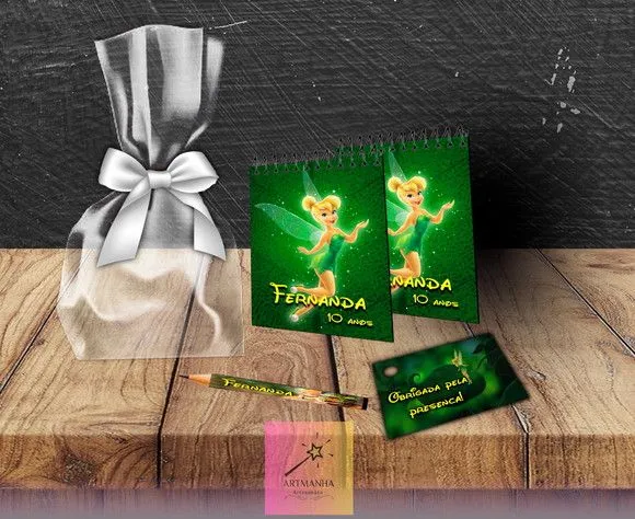 Bloquinho Tinker Bell Personalizado - feito à mão por Artmanha Lembrancinhas