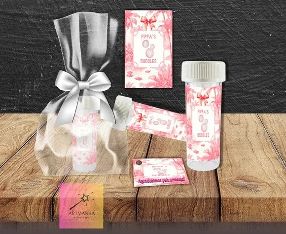 Bolha de Sabão Evento Personalizada - feito à mão por Artmanha Lembrancinhas