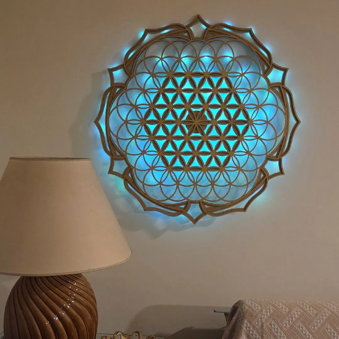 Mandala Flor da Vida 3D iluminada com cromoterapia - foto 2