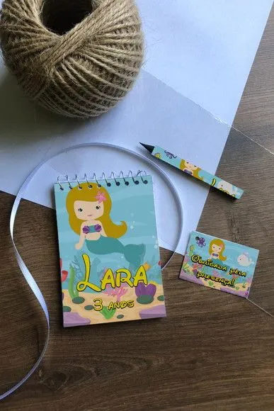 Bloquinho Sereia Personalizado - artesanato de Mi Papelaria Criativa