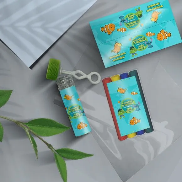 Kit Massinha + Giz + Bolha - Personagens Personalizado - feito à mão por Mi Papelaria Criativa