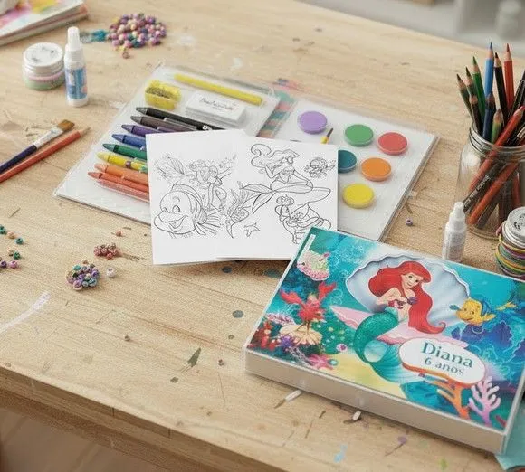 Estojo de Pintura 24pç - Pequena Sereia Personalizado - foto 2