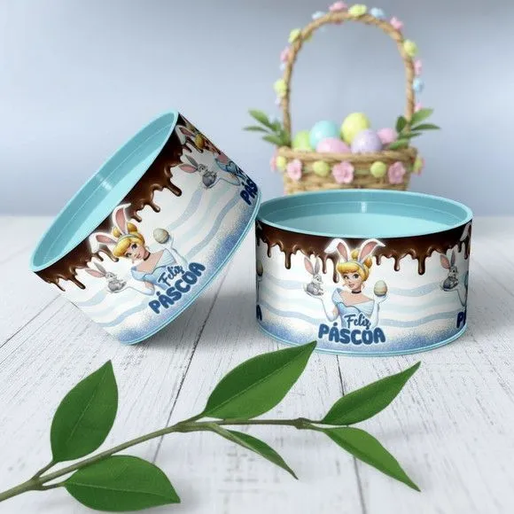 Tubo Lata - Cinderela Páscoa Personalizada - feito à mão por Mi Papelaria Criativa