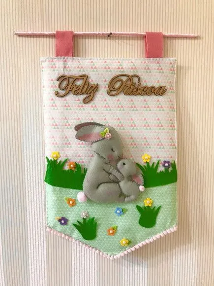 Decoração para Páscoa Flâmula em Feltro - artesanato feito à mão por edeatelier