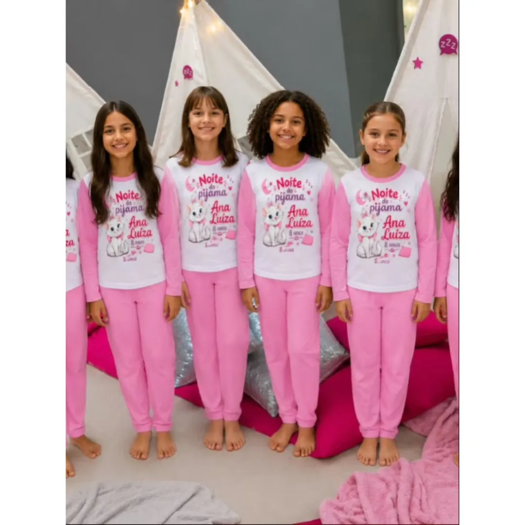 pijamas kit festa do pijama/noite do pijama/modelo longo,frio,inverno/personalizado - foto 3
