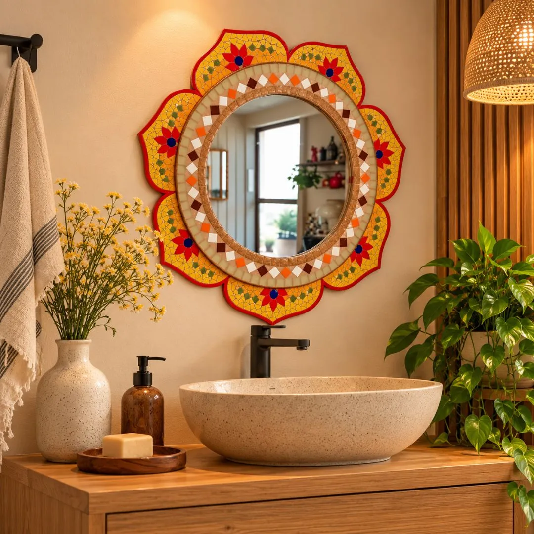 🌺 Moldura em  Mosaico Flor de Mandala - artesanato feito à mão por Crismosaico & madeiras