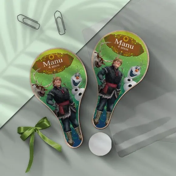 Raquete Ping Pong - Frozen Personalizada - feito à mão por Mi Papelaria Criativa