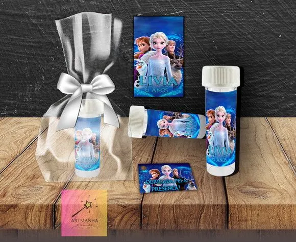 Bolha de Sabão Frozen Personalizada - feito à mão por Artmanha Lembrancinhas