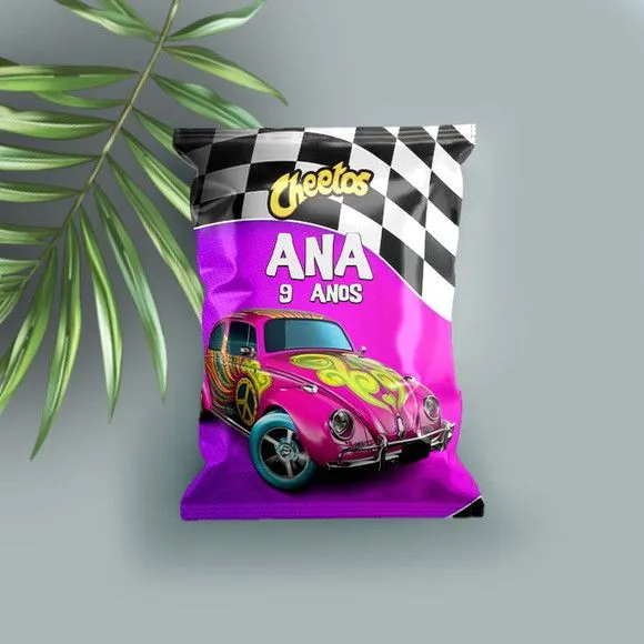 Salgadinho - Hotwheels Personalizado - feito à mão por Mi Papelaria Criativa