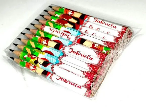Mini Lápis Chapeuzinho Vermelho Personalizado - feito à mão por Mi Papelaria Criativa