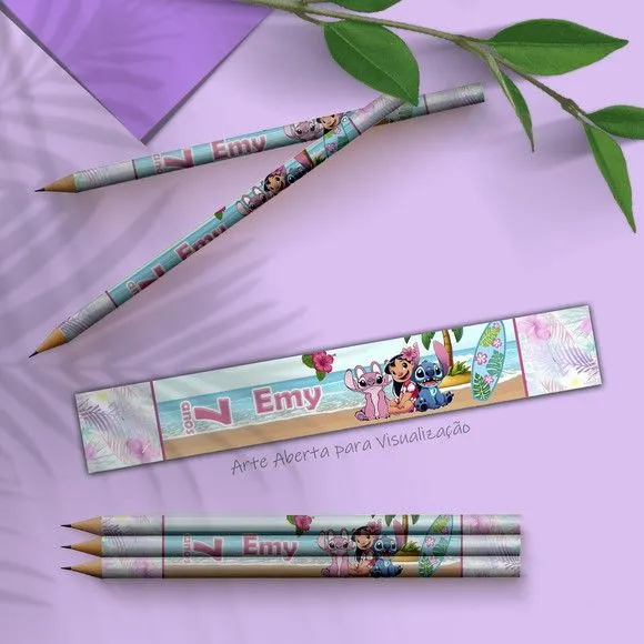 Lápis - Stitch Personalizado - feito à mão por Mi Papelaria Criativa