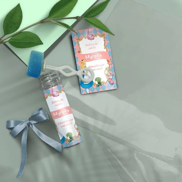 Bolha de Sabão - Alice no País das Maravilhas Personalizado - artesanato feito à mão por Mi Papelaria Criativa