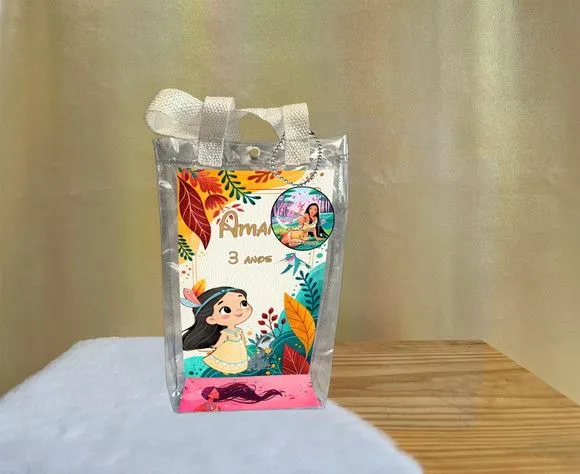 Sacola Transparente Pocahontas Personalizado - artesanato de Artmanha Lembrancinhas