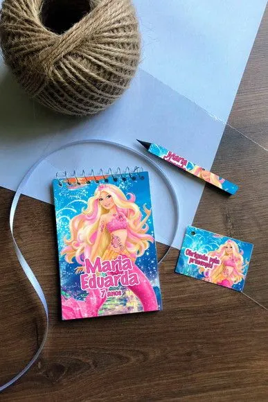 Bloquinho Barbie Sereia Personalizado - artesanato de Mi Papelaria Criativa