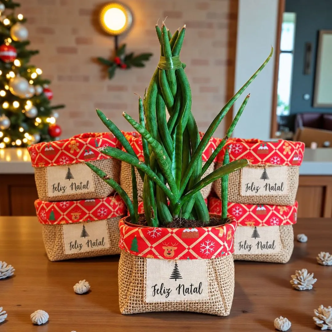 Cachepô 11cm Natal Juta e Tecido com Tag - Centro de Mesa e Lembrancinha - foto 7