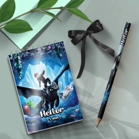 Bloquinho - Como Treinar Seu Dragão Personalizado - artesanato feito à mão por Mi Papelaria Criativa