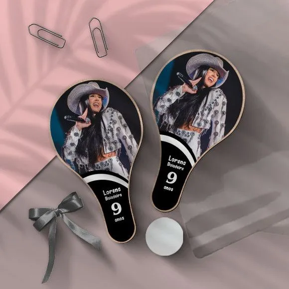 Raquete Ping Pong - Ana Castela Personalizada - feito à mão por Mi Papelaria Criativa