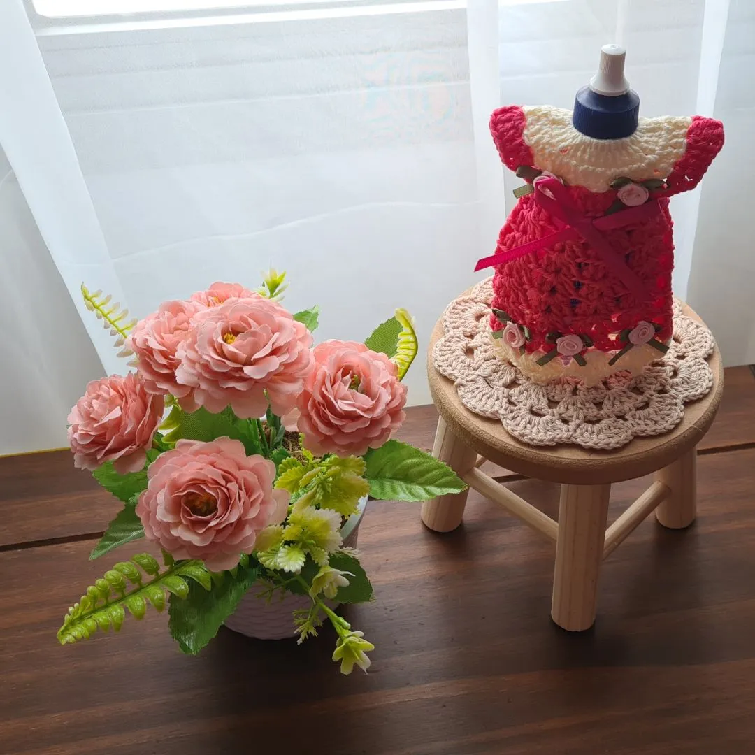 Capa para Adoçante 100 ml (Vestidinho) Parte 3 - artesanato de Mari Crochê feito com carinho!