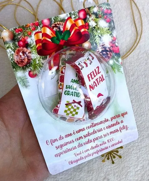 Cartão de Natal com Esfera e Balas Personalizadas - foto 2