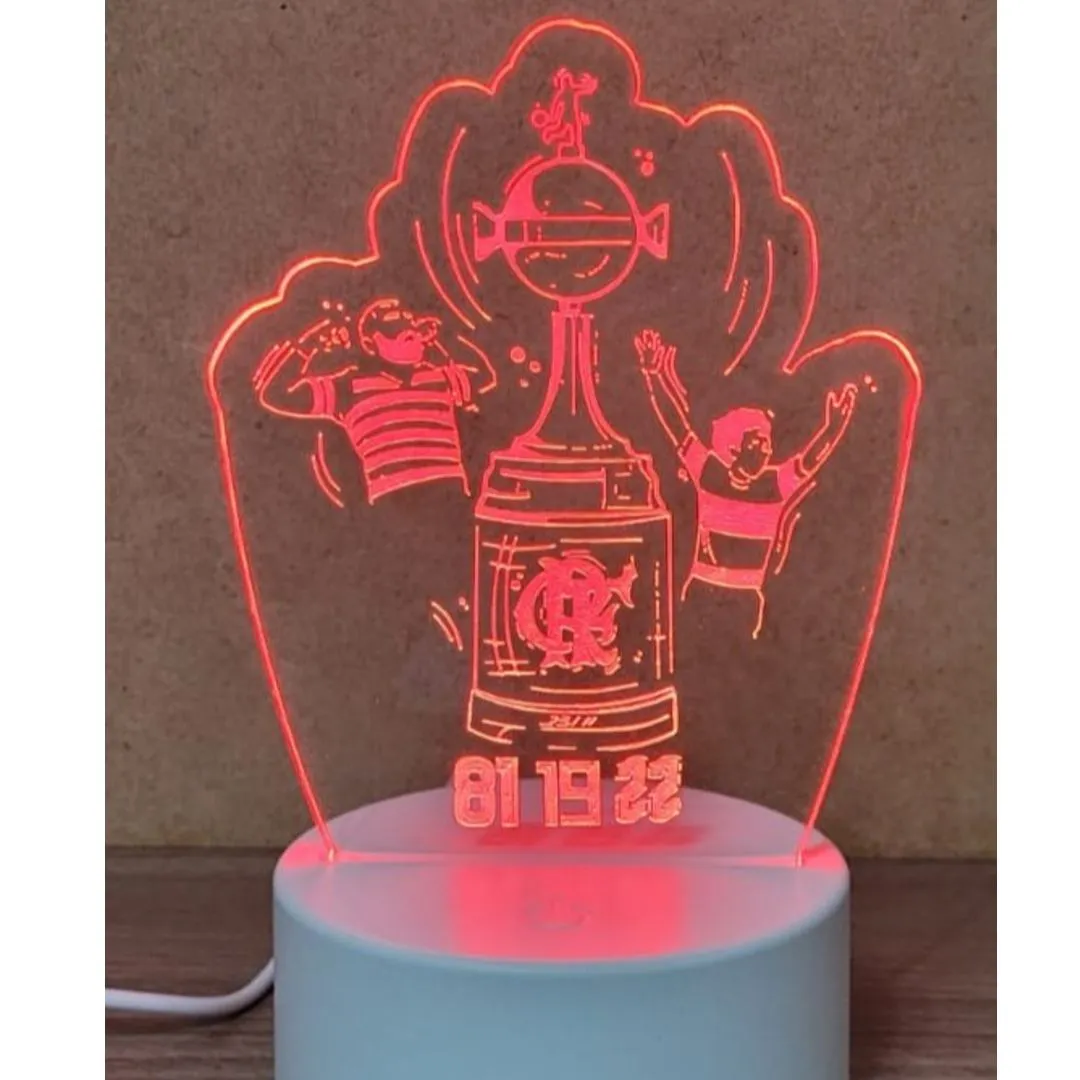 Luminária LED Acrílica Decorativa - Escudo Flamengo, Base Preta - foto 4