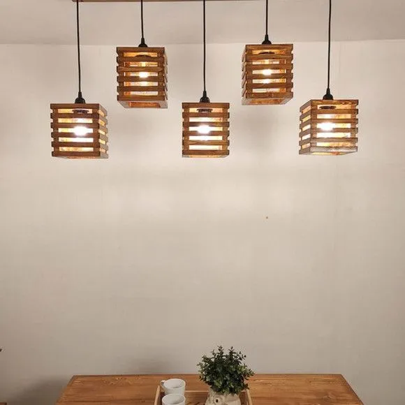 Lustre Colonial de Madeira para Sala de Jantar | Iluminação - foto 3
