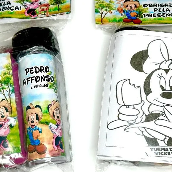 Kit Massinha + Giz + Bolha Mickey Fazendeiro Personalizado - feito à mão por Mi Papelaria Criativa