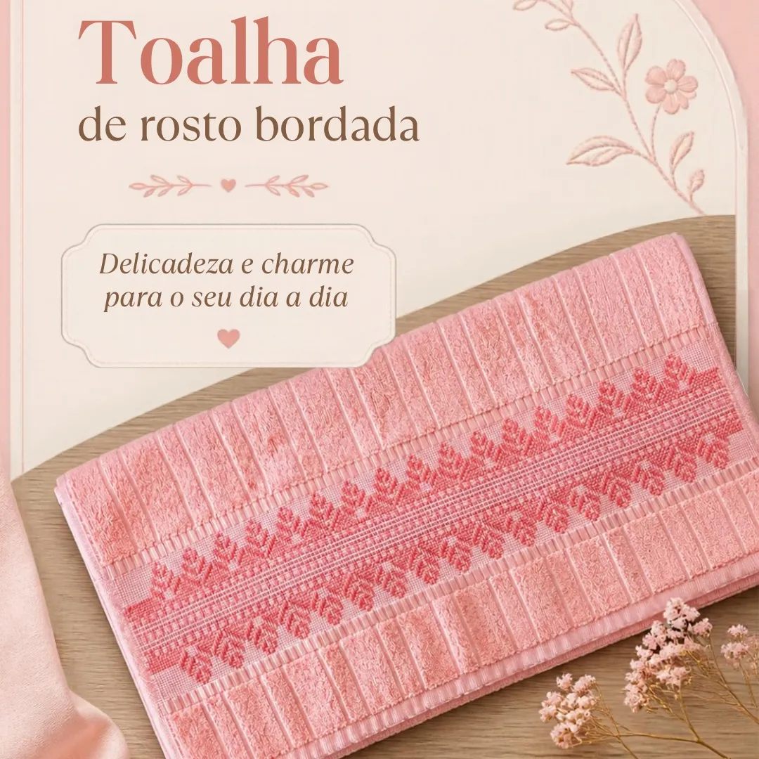 Toalha de rosto bordada 6 - artesanato feito à mão por Djulik