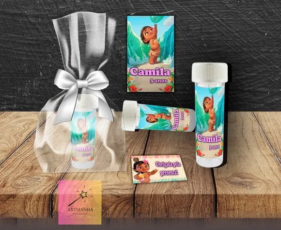Bolha de Sabão Moana Baby Personalizada - feito à mão por Artmanha Lembrancinhas
