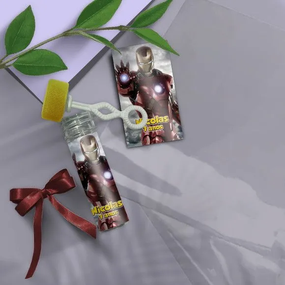 Bolha de Sabão - Homem de Ferro Personalizado - artesanato de Mi Papelaria Criativa