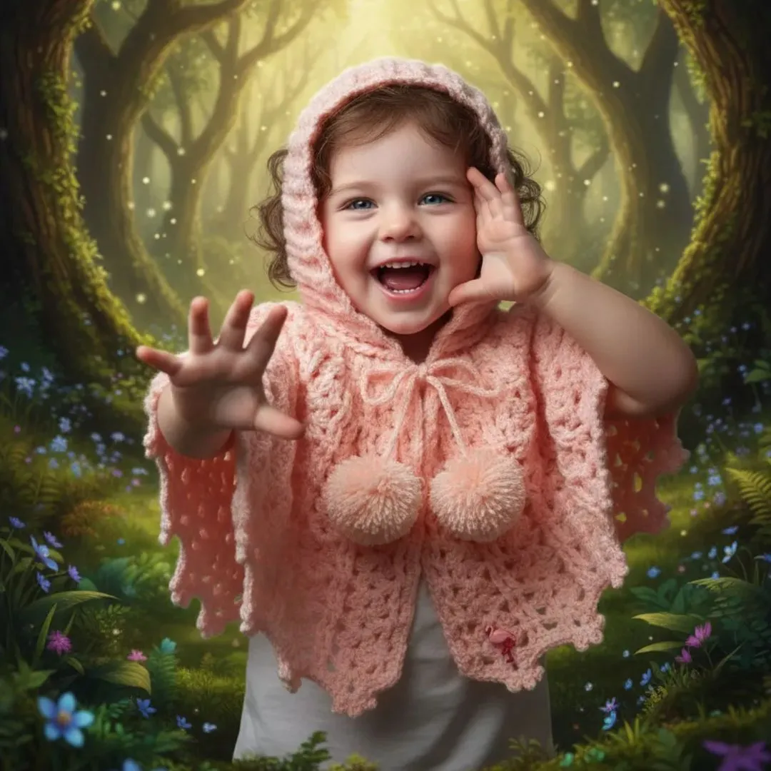Capa de Lã Em Crochê com Capuz Infantil - foto 5