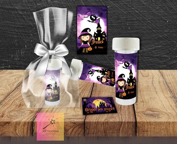 Bolha de Sabão Halloween Personalizada - feito à mão por Artmanha Lembrancinhas