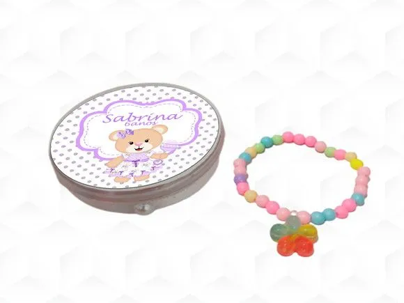 Latinha + Pulseira Ursinha Personalizada - artesanato feito à mão por creativitybynina