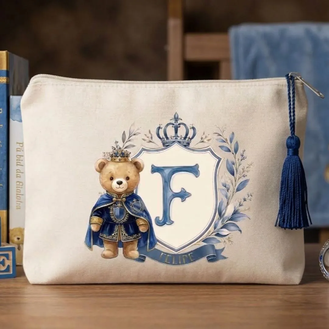 Nécessaire Personalizada Com Inicial Príncipe Ursinho Lembrancinha Chá de Bebê maternidade aniversario