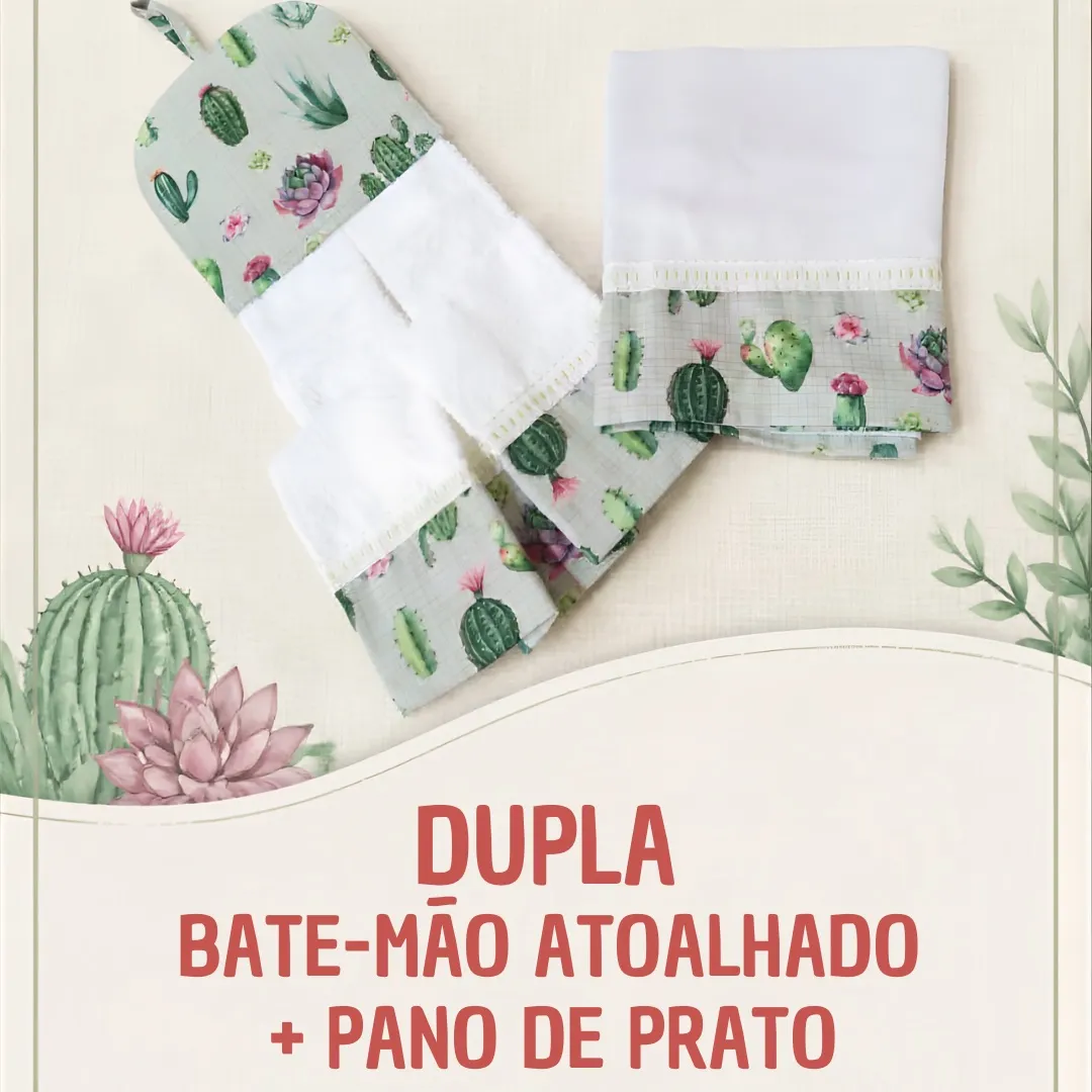 Kit 2 peças - Bate mão atoalhado e pano de  prato branco 1 - artesanato feito à mão por Djulik