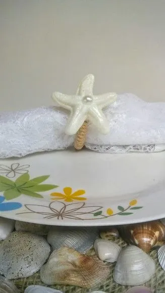 4 unid Porta guardanapo conchas estrelas do mar flor - foto 2