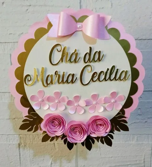 Topper bolo Chá de bebê rosa