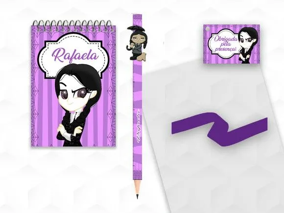 Bloquinho com Aplique Wandinha Cute Personalizado - artesanato feito à mão por creativitybynina