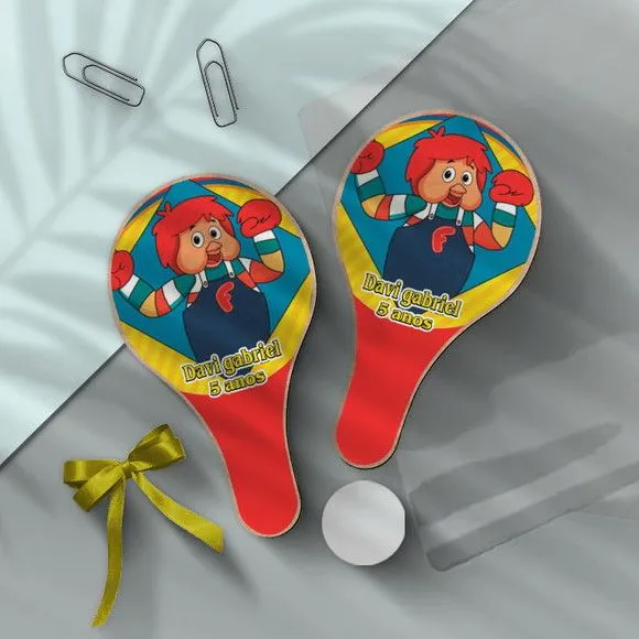 Raquete Ping Pong - Fofão Personalizada - feito à mão por Mi Papelaria Criativa