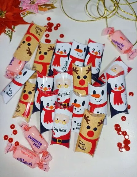 50 Balas de Natal Personalizadas Caixa Almofada