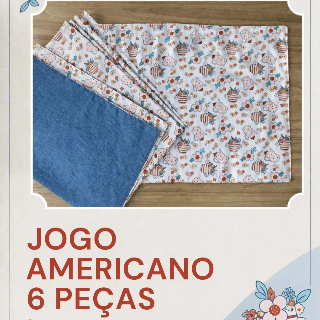 Kit 6 peças - Jogo americano dupla face 1 - artesanato feito à mão por Djulik