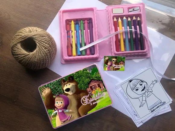 Estojinho Marsha e o Urso Personalizado - artesanato feito à mão por Mi Papelaria Criativa