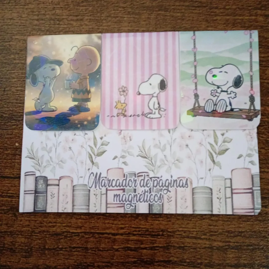 Marcador de Página Magnético Trio 5 - "Snoopy" - artesanato de Emejhu Personalizados